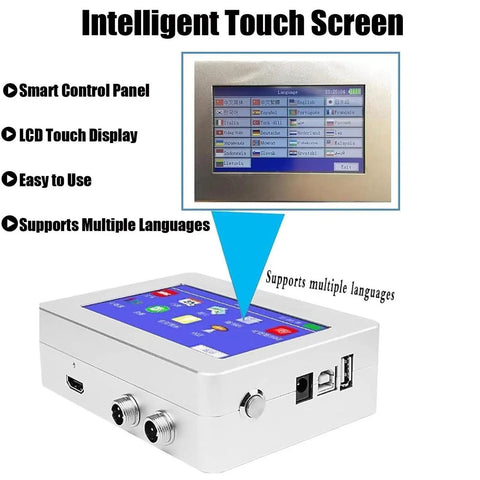 Intelligent touch screen of Straight Up Industrial Automatic Coding Machine Label Printer for Assembly Line barcode QR code marking.