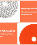 Snag This Awesome Twenty Pack Of Four Inch Wet Dry Diamond Polishing Pads Set Perfect For Grinding To Mirror Shine On Granite Marble Quartz Concrete Stone Includes All Grits Thirty To Ten Thousand Backer Pad Adapter And Wool Disc showing diamond and felt pads