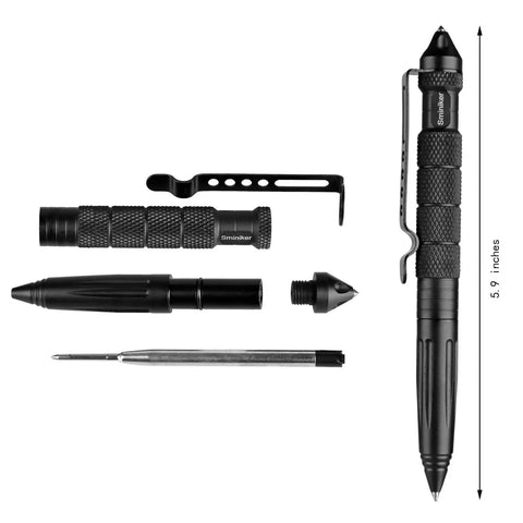 Tactical Pen With Glass Breaker And Six Ink Refills Aircraft Grade Aluminum Multi Function Tool For Emergency Escape Window Breaker