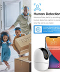 4MP WiFi Indoor Camera With Baby Monitor, Human And Pet Detection, Motion Tracking, phone app compatibility shown in advertisement