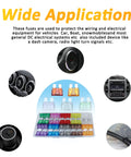 140 Piece Auto Fuse Assortment Kit With ATC ATO APR And ATS Blade Types Stored In Rugged Case for vehicles and devices.