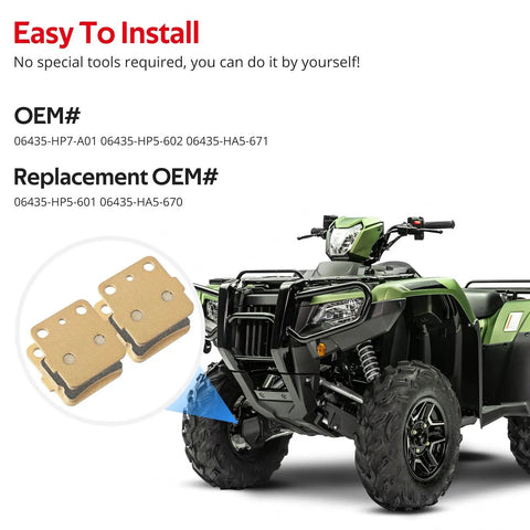Semi Metallic Pro Front Brake Pads For Honda ATV Rancher 420 Foreman 500 520 Rubicon 500 520 TRX250X TRX250EX with green ATV