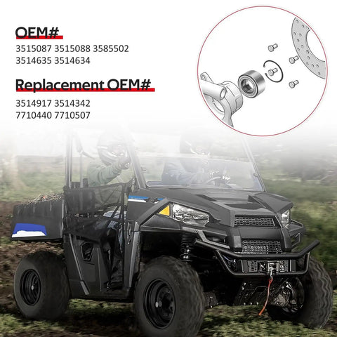 Heavy Duty Front And Rear Wheel Bearings For Polaris Sportsman Ranger Ace 400 500 570 600 700 800 40X74X40Mm with steel seal shown in UTV.