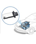 Illustration of Mass Air Flow Sensor Meter 22680-7S000 Cross Compatible With Nissan Pathfinder Frontier Altima and engine diagram
