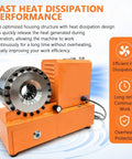Close-up of Top Notch Portable Electric Hydraulic Hose Crimper Machine With Limit Switch And Updated Housing highlighting heat dissipation features.