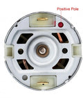 Pro Grade Rs550 21V Dc Gearmotor With 8 Tooth Conical Saw Drive close-up view showing positive pole and motor design for robotics.