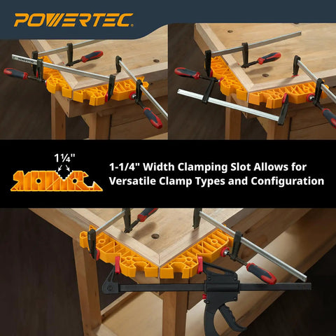 Dual Function Miter Clamp And Ninety Degree Positioning Block Set of Two for pro grade miter joints on workbench