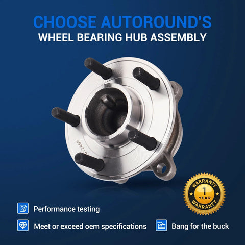 Rear Wheel Bearing Hub Assembly For Ford Focus 2012 Through 2018 5 Lug ABS Direct Fit Replacement Without Active Park Assist Bolt On Hub Replaces VKBA6789