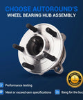 Rear Wheel Bearing Hub Assembly For Ford Focus 2012-2018 Without Active Park Assist, 5 Lugs, ABS, 512466 Replacement, on blue background