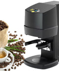 Automatic 58Mm Coffee Tamper With Smart Contact Sensor And Adjustable 10 To 30 Kg Pressure For Consistent Extraction And No Sweat Daily Grind Setup next to coffee beans and cup.