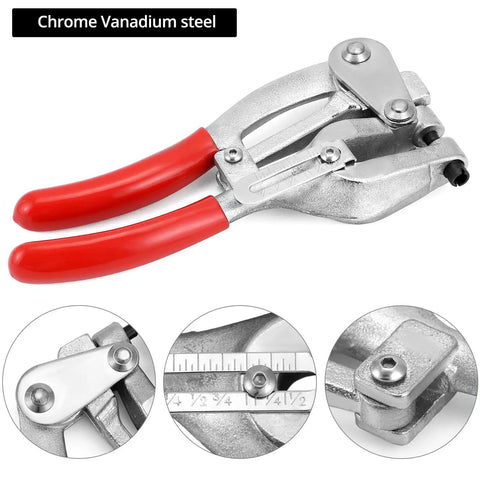 Heavy Duty Metal Hole Punch Kit With Chrome Vanadium Steel Punches, red handles, for sheet metal, aluminum, brass, and more