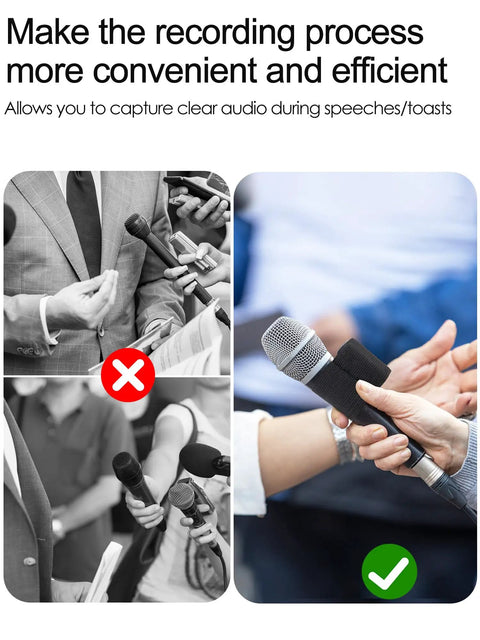 Elastic Handheld Microphone Sleeve For Rode Wireless GO II ME PRO System, Easy Clip On Accessory shown in use on handheld mic