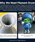 Comparison of 3D print quality with undried filament and Filament Dryer Plus Dual Spool Storage With Built In Fan And 4 Inch Touch Screen PTC Heating Dehydrator Box For 1.75 to 2.85mm PLA PETG ABS Nylon Filaments Keeps Filaments Dry And Ready To Print
