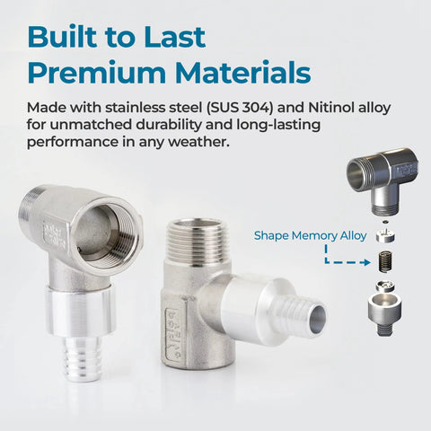 Two Polar Valve T-Type freeze-proof valves, stainless steel, 3/4-in NPT, Amazon brand, shown with exploded parts.