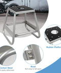 Motorcycle Lift Stand For Dirt Bikes 600Lb Capacity Beefy Universal Panel Stand showing metal frame and rubber platform