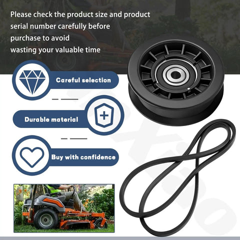 Heavy Duty Drive Belt And Idler Pulley Kit Replacement For Lawn Mowers Fits Z254F Z200, showing pulley and belt components