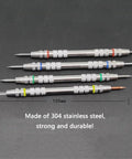 2-9 Mohs Hardness Scratch Tester Pen Kit with Stainless Steel Picks, 4 Pack, 155mm pens on dark background