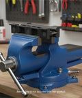 8 Inch Magnetic Vise Brake Bender with cast iron clamp on blue bench vise