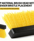 Close-up of bristle head of Heavy Duty Push Broom With 60 Inch Long Handle And 18 Inch Stiff Bristle Head For Floor Cleaning Indoors Outdoors