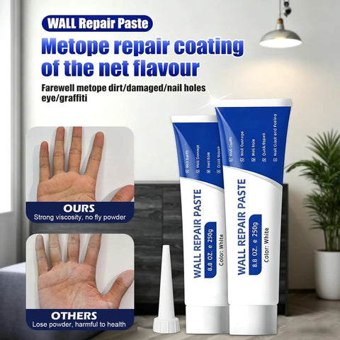 Quick Fix Drywall Repair Kit Includes Scraper Plus Fast Drying Wall Patch Paste For Hole And Crack Filler Delivering A Slick Finish For Every Homeowner Trying To Patch Up Walls Today, featuring two 250g tubes.