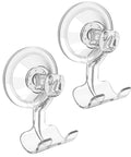 Clear Suction Cup Razor Holder 2-Pack For Shower, Removable And Reusable Razor Hooks, Transparent Bathroom Organizer, front view