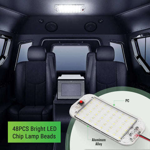 Super Bright LED Dome Light Kit For RV And Car Interior 12V To 85V 800 Lumens Ceiling Lights With On Off Switch 2 Pack displayed