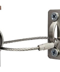 Heavy Duty Stainless Steel Anti Tip Furniture Anchors For Baby Proofing And Child Home Safety Rock Solid Earthquake Straps close-up of cable anchor.