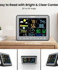 12 In 1 Weather Station With Indoor Outdoor Sensors And Rain Gauge, Temperature And Humidity Monitor, No WiFi, 8 Inch High Contrast Display on desk