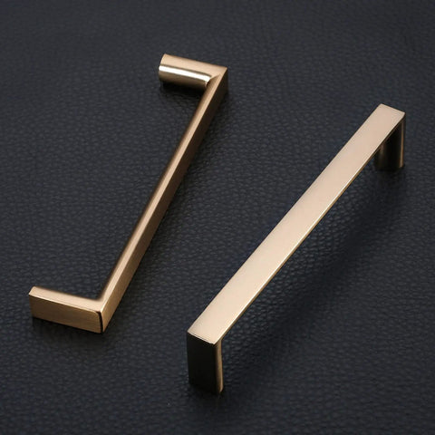 10 Pack 5 Inch Cabinet Pulls Square Champagne Bronze Finish Zinc Alloy Hardware For Kitchen Cabinets Dressers Wardrobes 128mm Center To Center 135mm Overall Length Drawer Handles displayed on black surface