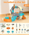 Epic 82 Piece Electric Train Set With 3D Flexible Race Track For Kids Ages 3 4 5 6 7 8 Gravity Defying Rail Building Toys With Rechargeable Trains STEM Learning Gift For Birthday, 82 pcs