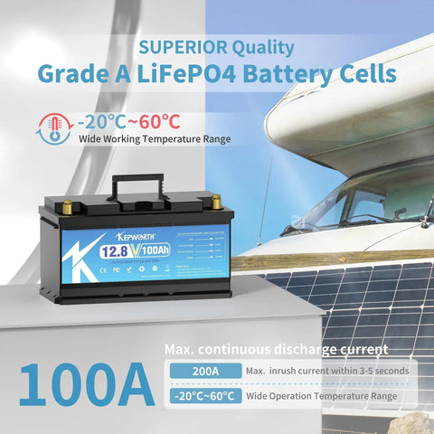 12.8V 100Ah LiFePO4 Battery With 100A BMS For Trolling Motor, Boat, RV And Solar, Grade A lithium iron phosphate cells