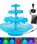Sun Powered 3 Tier Solar Fountain Pump With LED Lights For Outdoor Water Feature Bird Bath Pond Circulation Garden