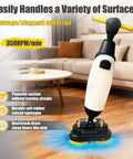 Walk Behind Floor Scrubber Machine With 17 Inch Cleaning Width Lightweight 44 Lb Electric Floor Washer Dryer in home setting