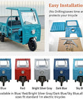 All Weather Cargo Tricycle Canopy With Windshield Heavy Duty 3 Wheel Trike Cover For Rain Sun Snow Rugged Red Trike Shield Weatherproof Ride Guard With Built In Wiper For Clear Visibility, 110x98x140 cm, blue metal