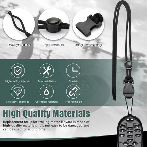 Remote Trolling Motor Lanyard With Carabineer For iPilot Remote Compatible With iPilot 1.6 And 3.0 Remotes Essential Boat Accessory To Keep Your Console Remote Safe Secure And Ready On The Water