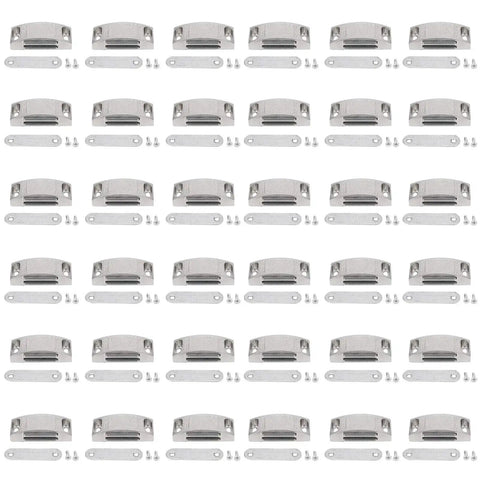 Heavy Duty Stainless Steel Magnetic Door Catch Latches secure cabinet and drawer doors, 36 pack with screws, ideal for kitchens.
