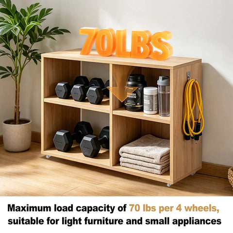 No Sweat Setup Slick Design 0.6 Inch White Low Profile Swivel Caster Wheels Set Of 4 Quick Peel Adhesive Mount beside shelving unit.