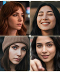 Four women wearing Gold Zircon Nose Studs 20 Piece Set Dope Threadless Flat Back Nose Jewelry 18G 20G