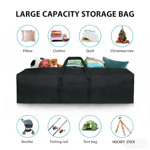 52 Inch Extra Large Duffle Bag For Travel And Gear 190L Water Resistant Duffle With 2 Way Lockable Zippers displayed with packed items