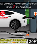 Heavy Duty 20 Foot Nema 10 30P To 14 50R Ev Charger Adapter Cord For Level 2 Electric Vehicle Charging with plug details.