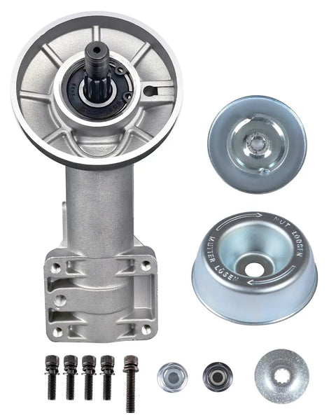 All In One Trimmer Gear Head Replacement Kit For String Trimmers And Brush Cutters, CNC 10-Tooth Bevel Gears, Includes Gear Head, Rider Plate, Thrust Washer, Thrust Plate, LH Collar Nut, And Hardware, Replaces 4180-640-0114