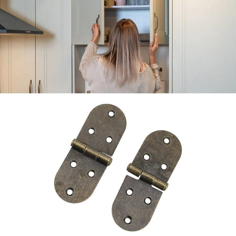 Retro Heavy Duty Folding Hinges For Sewing Tables And Furniture Doors Bronze 180 Degree Flush Hinges close-up with cabinet use