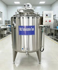 Industrial Grade Heavy Duty 500 Liter Milk Pasteurizer Machine With Plug And Play Temp Controls And Rugged Stainless Steel Build For Zero Hassle Dairy Operations in a clean lab setting.