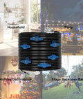 Heavy Duty 50 Foot Extension Cord 12 Gauge With 7 NEMA 5-15R Outlets And Blue Indicator Lights in various usage settings