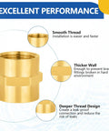 Ten Pack Brass Pipe Fittings Coupling Three Quarter Inch NPT Female To Three Quarter Inch NPT Female Connector features diagram