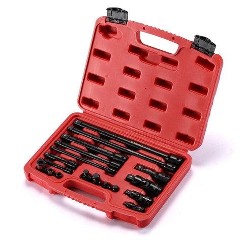 Heavy Duty Drive Tool Accessory Set With CR-V Steel And Black Phosphate Finish Includes Socket Adapters Extension Bars Universal Joints