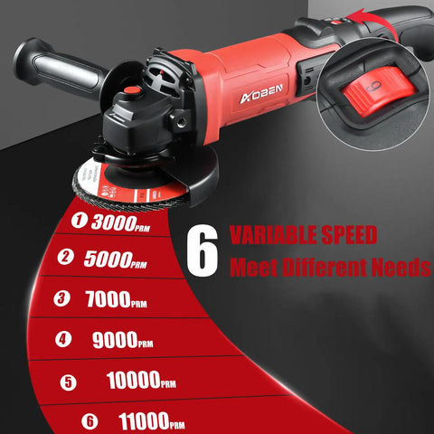 Powerful Four And A Half Inch Corded Angle Grinder With Six Speed Control 11000 RPM 10 Amp Motor for metal cutting and grinding