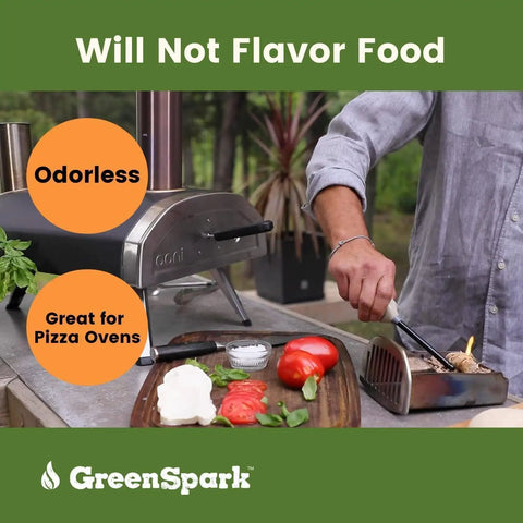 Using Natural All Weather Fire Starters For Grill, Fire Pit, Campfire And Pizza Oven with pizza ingredients on countertop
