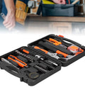 DIY Ready Hardware Toolbox Kit with Durable Alloy Steel Tools open on table, showcasing heavy duty hand tools for home projects.