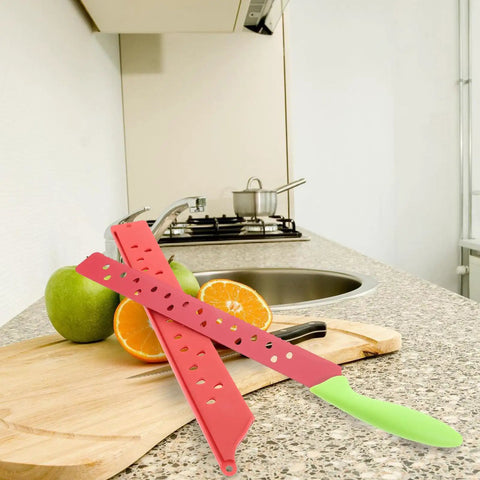 Watermelon Cutter With Sleeve Long Serrated Knife for Melon Cutting Bread and Veggie Knife in kitchen setting